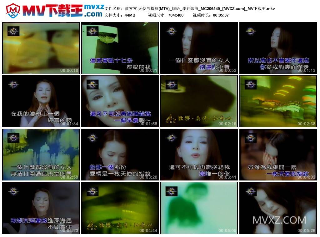 黄莺莺-天使的指纹(MTV)_国语_流行歌曲_MC206549